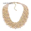 Kaymen Handmade Crystal Fashion Necklace Golden Plated Chains Beads Maxi Statement Necklace for Women Party Bijoux NK-01561 220212259n