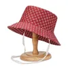 Damski wiosna wiosna i jesienna podwójna tkanina do noszenia w kratę Fisherman Hat Hat Solding Outdoor Sun Ochrona przeciwsłoneczna