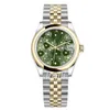 Ladies Mechanical Watch 31mm Women Watches Green Flower Dial Sliver Gold rostfritt stål Strap2533