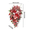 Flores decorativas porta swag natal vermelho e branco doces artificiais para decorar grinaldas com árvore de cabeça para baixo feriado