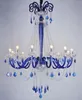 Lustres LED européen lustre en cristal villa déco verre salon suspendus lumières hôtel bleu pendentif luminaire chambre lampe suspendue LL