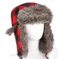 Unisex Winter Trapper Hat Kapelusz kratowy Plaid Print Plush podszyta Ushanka Earflap Cap Men Men Hats Hats Warm3185196