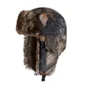 Beret Casual Męskie i Kamuflaż Kamuflaż Leifeng Ear Ear Cape Outdoor Caps for Men Winter