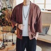 Men's Vests Loose Casual Cow Horn Button Kimono Gown Traditional Vintage Japanese Cardigan Haori Yukata Mens Shirt 4XL 5XL Streetwear