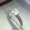 Choucong Brand Women 925 Sterling Silver Ring Princess Cut 1Ct Diamond Engagement Wedding Band Rings for Women Gift2600