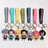 PVC Söt anime 3D Demon Slayer Car Keychain Japan Cartoon Character Toy Figure Bag Pendant Kimetsu No Yaiba Rubber Keychain