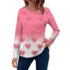 Camicette da donna a maniche lunghe girocollo Top di San Valentino per donna T Shirt V Western Wear