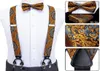 Luxury Silk Adult Mens Suspenders Leather Metal 6 Clips Hemst Mens Wedding Party Bow Tie and Vintage Elastic Suspenders Men1659582