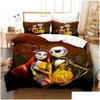 Conjuntos de cama Pesadelo antes do Natal Conjunto Dia dos Namorados Decoração Presentes Soft Duvet Er Jack e Sally Cama Consolador King Twin 221129 D Dhgnw