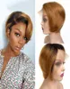 Short Human Hair T Part Lace Front Wig Wave Bobo Wigs Mix Colors Perruques De Cheveux Humains LSA858118858