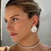 Stud Earrings Punk Big Gold Color Shell Women Stainless Steel Geometric Drop Ear Hoops Girls Banquet Party Jewelry Year Gift