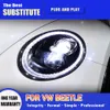 För Volkswagen Beetle LED-strålkastare 06-12 Biltillbehör Strålkastare Dagsljus Dynamisk streamer Turn Signal Auto Part Lamp