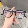 Sonnenbrille 2024 Mode Anti Blaues Licht Flache Brille Vollrahmen Ultradünnes PC-Material Dame kann mit Myopie ausgestattet werden