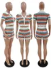 Shorts pour femmes rayé femmes survêtement 2 pièces ensemble sexy tricot tricoté cardigan crop tops streetwear stretch tenues décontractées vêtements