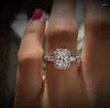 Anillos de racimo DIWENFU Real 925 Anillo de plata para mujeres Rectángulo fino Diamante Hembras Anillos De Bizuteria Caja de joyería Anel