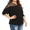 Damesblouses Mode Damestops En 5xl Plue Size Chiffon Linten Lantaarn Halve mouw Mesh Perspectief Top Ropa Mujer Invierno 2023