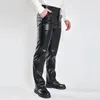 2215 Black White Camouflage Straight PU Leather Pants Men Windproof Waterproof Plu Size Faux High Waisted Spring 231225