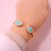 Bangle Water Drop Rhinestone Banglering Set Gold Plated Adjustable Size For Women Middle East Wedding Jewelry