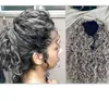 Silver grey kinky curly ponytail hair extension salt and pepper natural wavy curl gray human hair pony tail hairpiece clip in 120g9627583