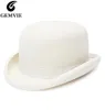 GEMVIE 100 Wool Felt White Bowler Hat For MenWomen Satin Lined Fashion Party Formal Fedora Costume Magician Cap 22030175230295449350