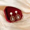 Boucles d'oreilles pendantes en dentelle pour femmes, 925 aiguilles, ovales, zircone cubique, Imitation de perles, bijoux fins