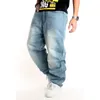 Jeans masculinos moda solta hip hop homens rap baggy maré marca luz azul casual skate hiphop hip-hop calças