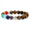 Strand 7 Chakra Yoga Armband Genezing Hart Therapie Vrouwen Mannen Boeddha Hoofd Steen Kraal Sieraden Gebed Balans