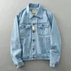 Autumn Vintage Wash Blue Short Denim Jacket Mens Daily Work Lose Outdoor Casual Coat 231225