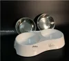 Jhdisi Dog Bowls المغذيات وعاء الحيوانات الأليفة مزدوجة قطة بلاستيكية الطعام الأكل ماء حاوية PVC وعاء الشراب المنزل