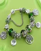 Bracciale Albero della Vita Fili verde mille facce di cristallo con foro grande perline dipinte con fiori a foglia gioielli4278225