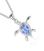 Animal Turtles Pendant Necklace Natural blue Opal Sea Women Jewelry Alloy Silver Elegant Beach Tortoise Necklaces6095218