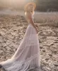 Çıplak/şampanya bohemian bir çizgi gelinlik 2024 kayışlar dantel kolsuz uzun kadın gelinlikler vestido de novia robe de mariage