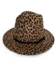 Fashion Women Leopard Print Wool Felt Fedora Jazz Hats Classic Bowler Hat Ladies Trend Large Brimmed Panama Party Trilby Cap8889454