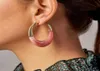 Boucles d'oreilles rondes en résine acrylique pour femmes, grand crochet, Patchwork, coquille de tortue, bijoux Boho, Brincos Huggie1234325