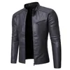 PU Casual Jaqueta De Couro Homens Primavera Outono Casaco Motociclista Slim Fit Outwear Masculino Preto Azul Roupas Plus Size S-3XL 231226