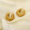 Uworld Stylish 18K Gold Plated Stainless Steel Hoop Earrings For Women Unique Snail Shell Hollow Earrings Jewelry Accessories 231225