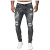 Jeans da uomo Uomo Casual Revival artistico Tendenza Abbigliamento Artigianato Strappato Pantaloni slim-fitting a gamba piccola Denim testurizzato Autunno e inverno