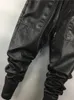 PFNW sarouel en cuir PU homme Style motard Streetwear noir taille élastique pantalon crayon doux homme automne Chic 12A1565 231225