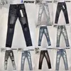 jeans firmati per pantaloni da uomo jeans viola Tendenze jeans di marca da uomo Distressed Black Ripped Biker Slim Fit Motorcycle Mans jeans impilati uomo jeans larghi buco 03