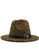 Новая женская фетровая шляпа Федора с широкими полями, леопардовым принтом, джазовая шляпа, элегантная женская осенняя шляпа-сомбреро, женский2661467