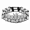 Bracciale Corona di Fascino Braccialetti da Uomo 8mm Micro Pavimenta Cz Rotondo Intrecciato Rame Bracciale Pulseira Feminina Gioielli Fatti a Mano Regalo Delle Donne