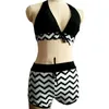 2024 Sexy Tankini Swimsuit Women Striped Print Plus Size Swimwear Halter Backless Beach Wear Bathing Suit Big Chest Bather 5XL 231225