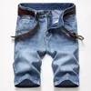 Män jeans herrar blå kort sommar denim shorts smala män retro stretchy regelbunden passar casual pojke jean kläder