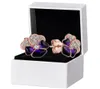 Purple Pansy Flower Stud Earrings Original Box For Womens Rose Gold Party Earring Set2777911