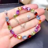 Bracelets Bridal Sterling Sier Rainbow Color Tourmaline Bracelet for Women Cz Crystal Temperament Bracelet Bangle Girls Fine Jewelry