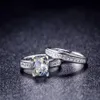 TRS102 Luxury Quality 2 Carat Princess Cut Quality NSCD Syntetic Gem Engagement Ring Set for Women Wedding Set Bridal Set S243R