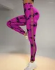 Kvinnors leggings kvinnor vår mode tie färgtryck stege cutout casual hög midja mage kontroll mager daglig lång sport yoga