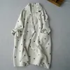 Ternos femininos de algodão e linho bolinhas manga comprida terno jaqueta 2023 outono estilo coreano artístico solto tamanho grande casual mid-le