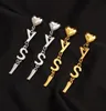 Luxury Brand Designers Letters Long Dangle Stud 18K Gold Plated 925 Silver Stainless Steel Famous Women Crystal Rhinestone Earring5216499