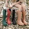 STRONGSHEN Fashion Women Rainboots PVC Waterproof Rubber Warm Fur Boots Non-slip Wear-resistant Knee-high Boots Zapatos Mujer 231226
